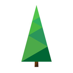 Christmas tree on white background. Simple flat Christmas tree vector icon. Xmas symbol. Polygonal fir. Low poly illustration