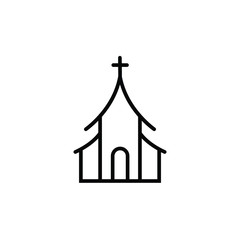 Christian church thin icon isolated on white background, simple line icon for your work.