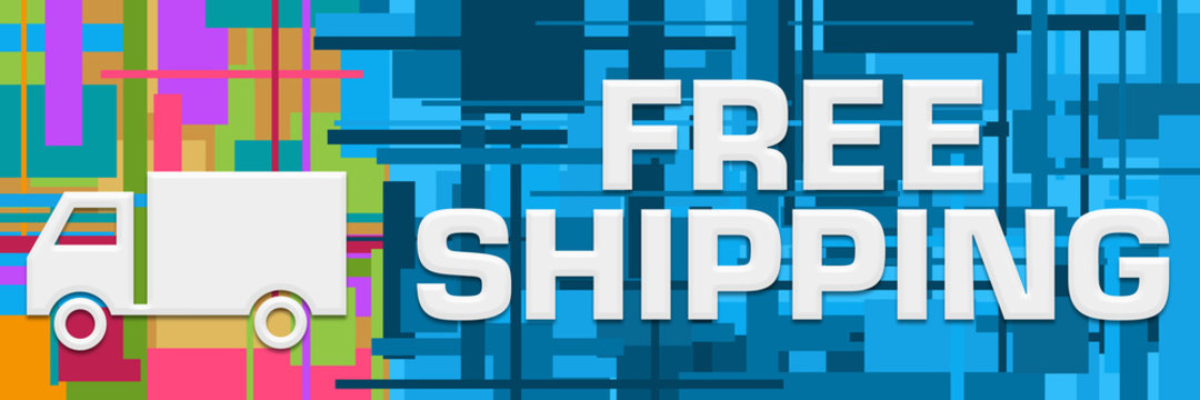 Free Shipping Colorful Blue Random Squares Horizontal Symbol 