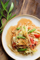 Thai food (Som Tum) , Spicy papaya salad, Close up