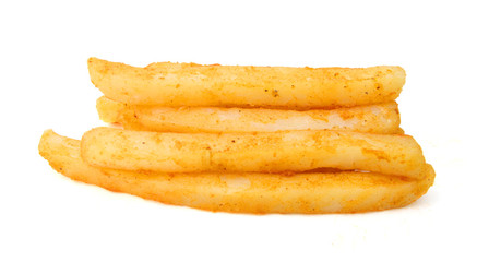 Potato fry on white isolated background