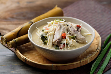 Local Thai food, Fermented bamboo shoot spicy soup with pork