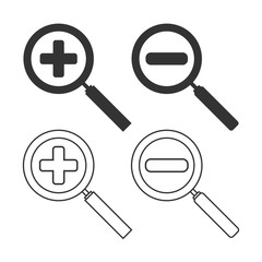Set of vector Magnifier icons.Vector