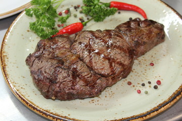 grilled steak with vegetables