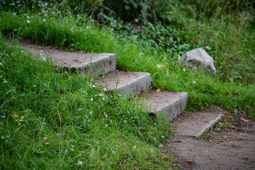 Park steps carved into granite
