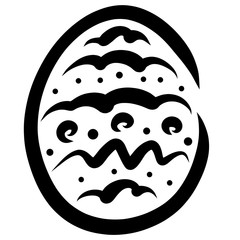 decorated easter egg, black pattern on white background
