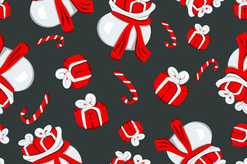 seamless vector pattern with Christmas gifts