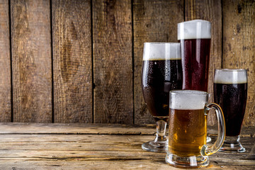 Set of various beer glasses