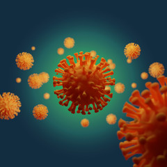 Fototapeta na wymiar Coronavirus 3d render illustration, with surface structure