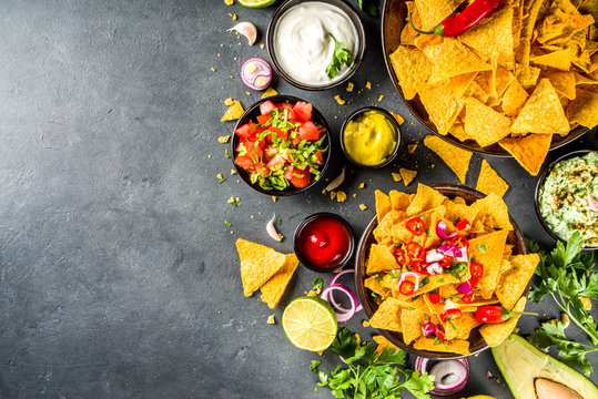 Nachos chips with dips