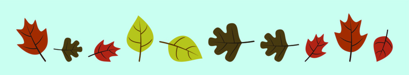 set of autumn leaves  cartoon icon design template with various models. vector illustration