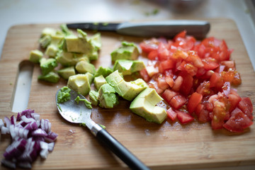 ingredients lined up on chopping board