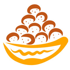 large bowl of pastries or potato tubers