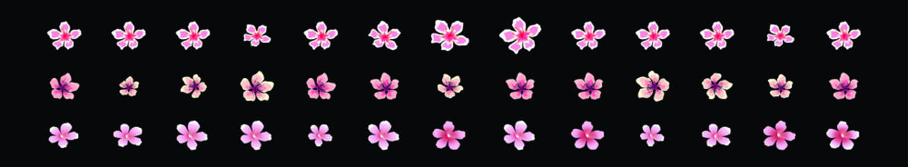 set of cherry blossom cartoon icon design template with various models. vector illustration
