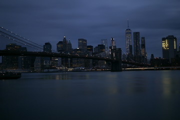 New York Brooklyn Bridge and One World Trade Center