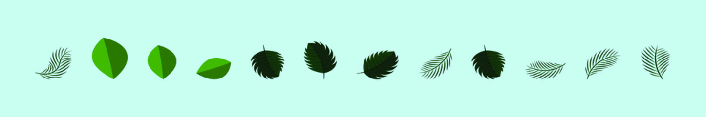 set of tropical leaves cartoon icon design template with various models. vector illustration