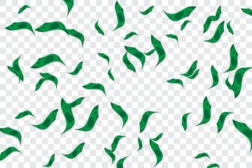 Many Falling Money On Transparent Background. Vector