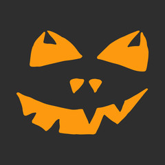 Halloween vector illustration. Hand drawn scary face isolated on black background. Spooky character for banner, poster, invitation or festive decoration