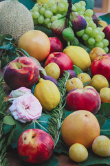composition of fruits and vegetables top view