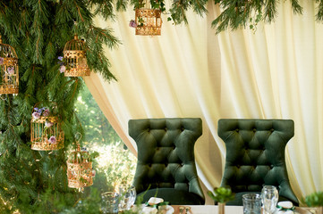 Two green chairs lined with green velvet.Gorgeous, palace style.