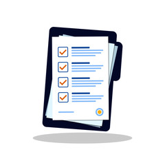 Contract papers icon in trendy flat style. Document with stamp symbol for your web site design, logo, app, UI Vector EPS 10.