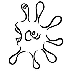 scared or screaming germ with eyes and hands