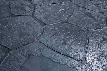Water droplets on the floor, wet background
