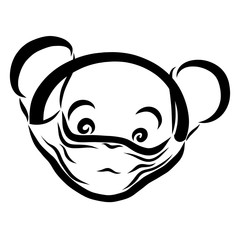 head of a cute bear in a medical mask