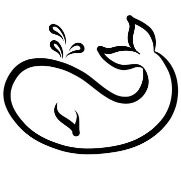 recommend clip art: black outline of a whale with three spray fountain