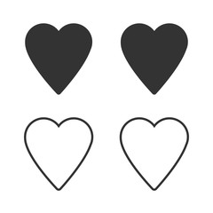 Set of hearts in black and white style on a white background.Vector