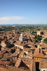 Aerial view of historic medieval  Siena city in  Siena, Tuscany, Italy