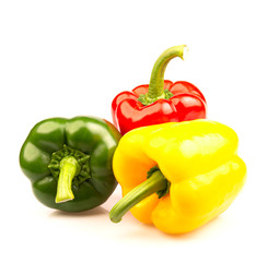 Sweet bell pepper for healthy on white background.Diet food and vegan concept.Closeup with Clipping Path.