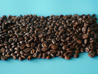 coffee bean for background, organic coffee seed blue background