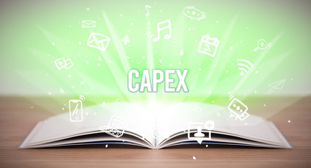 Opeen book with CAPEX inscription, business concept