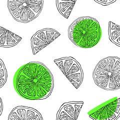 seamless citrus pattern in Doodle style.lemons,oranges, limes or grapefruits for decoration.suitable for decorating of cafes and restaurants