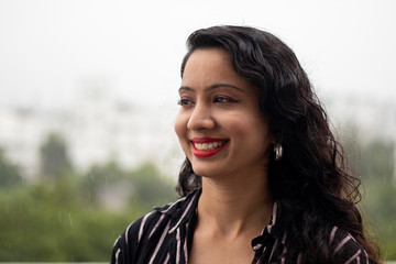 Indian Girl with red pomade lipstick