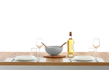 Served table on white background