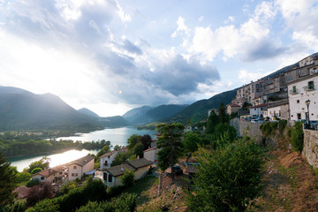 Panoramic view in Barrea village, province of L'Aquila in the Abruzzo Italy.
Barrea lake.