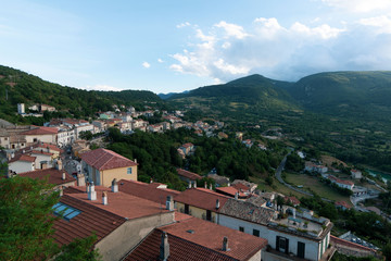 Fototapeta na wymiar Panoramic view in Barrea village, province of L'Aquila in the Abruzzo Italy. 