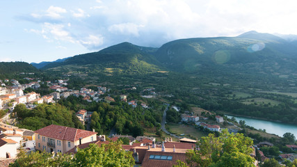Fototapeta na wymiar Panoramic view in Barrea village, province of L'Aquila in the Abruzzo Italy. 