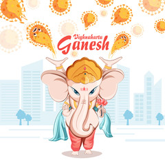 Ganesha, Illustration of Lord Ganesha coming to protect us with her power.
