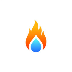 Fire and water icon logo template design