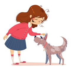 girl and dog