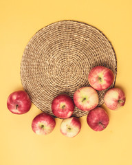 Sweet Apples Background Autumn Harvest Background Top View Frame Vertical