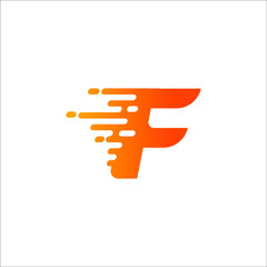 Letter F logo with fast effect design