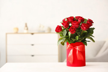 Bouquet of beautiful flowers on table