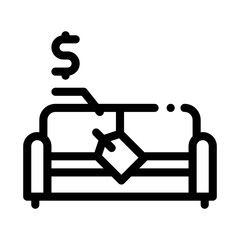 sofa selling icon vector. sofa selling sign. isolated contour symbol illustration