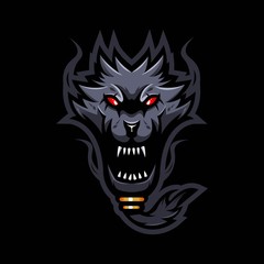 angry wolf mascot logo design vector with modern illustration concept style for badge, emblem and t shirt printing. bearded wolf illustration
