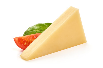 Parmesan Cheese triangle, isolated on white background