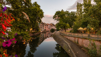 Fototapeta na wymiar The Little France Reflection in Strasbourg in France